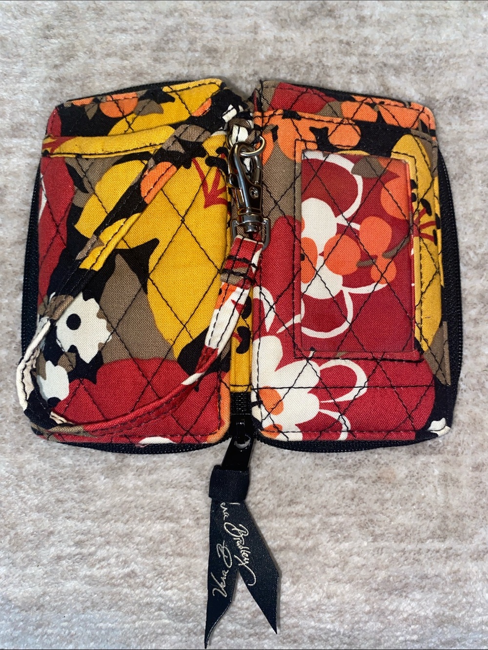 Vera Bradley Retired Houndstooth Pattern Zip-Around Compact Wristlet Vibrate